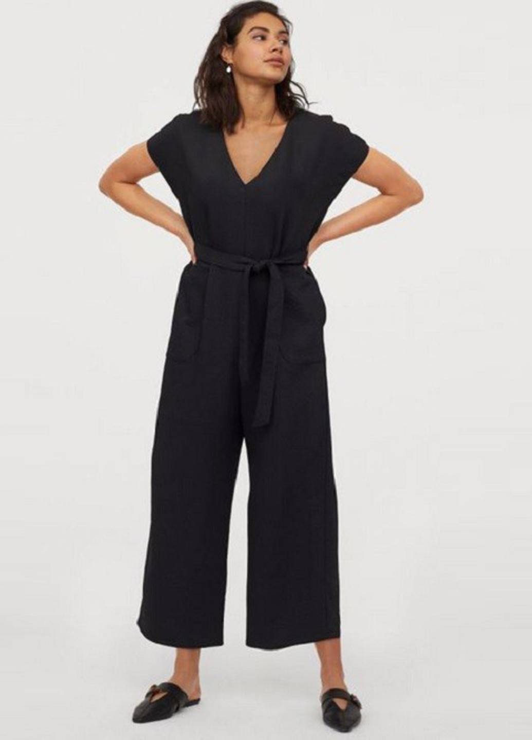 Комбинезон H&M комбинезон-брюки новогодний чёрный кэжуал полиэстер