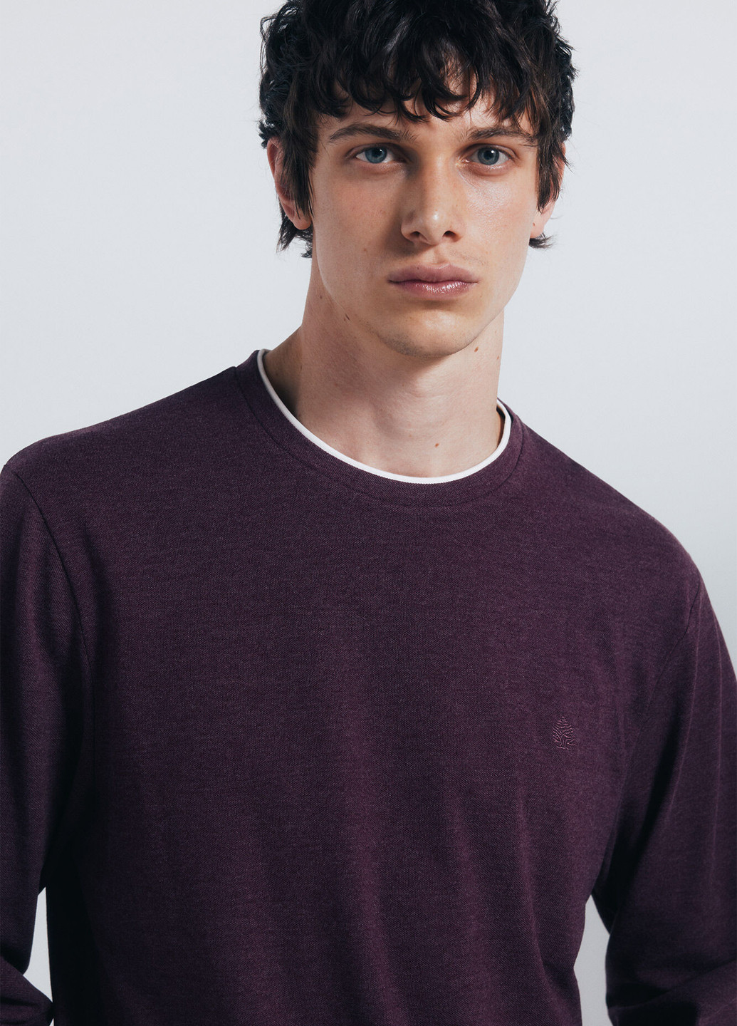 Лонгслів Springfield меланж сливовий кежуали бавовна