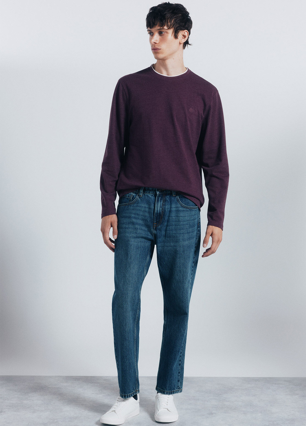 Лонгслів Springfield меланж сливовий кежуали бавовна