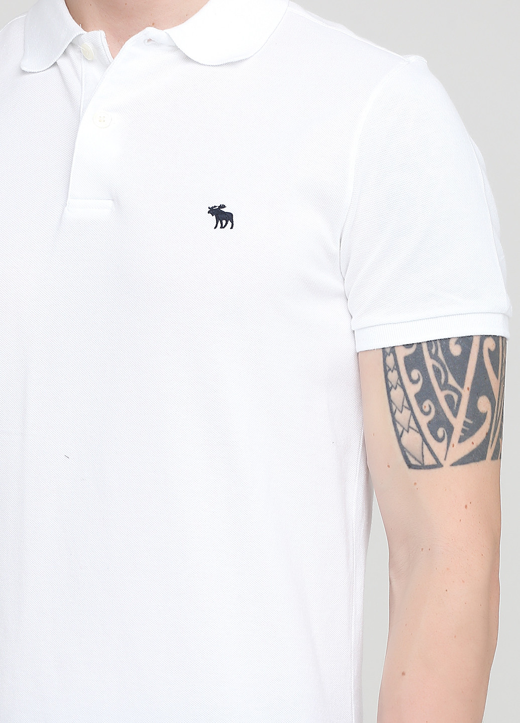 Белая футболка-поло для мужчин Abercrombie & Fitch однотонная