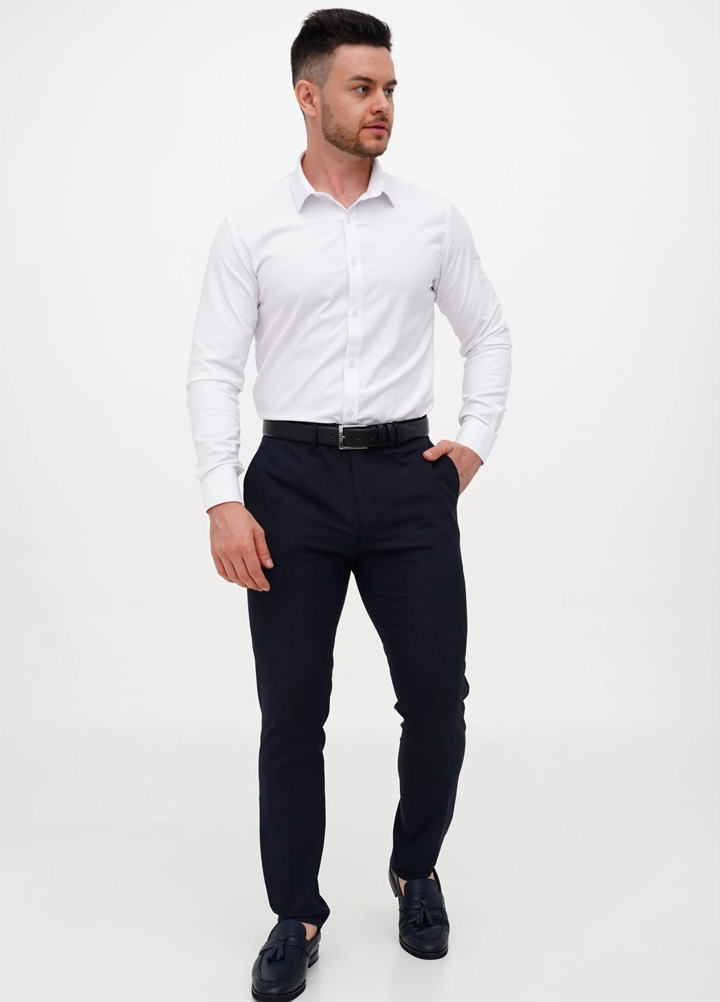 Темно-синие классические, кэжуал демисезонные прямые брюки Trend Collection