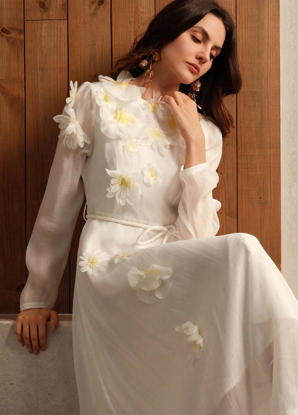 Білий вечірня сукня з спідницею-сонце SHEIN однотонна