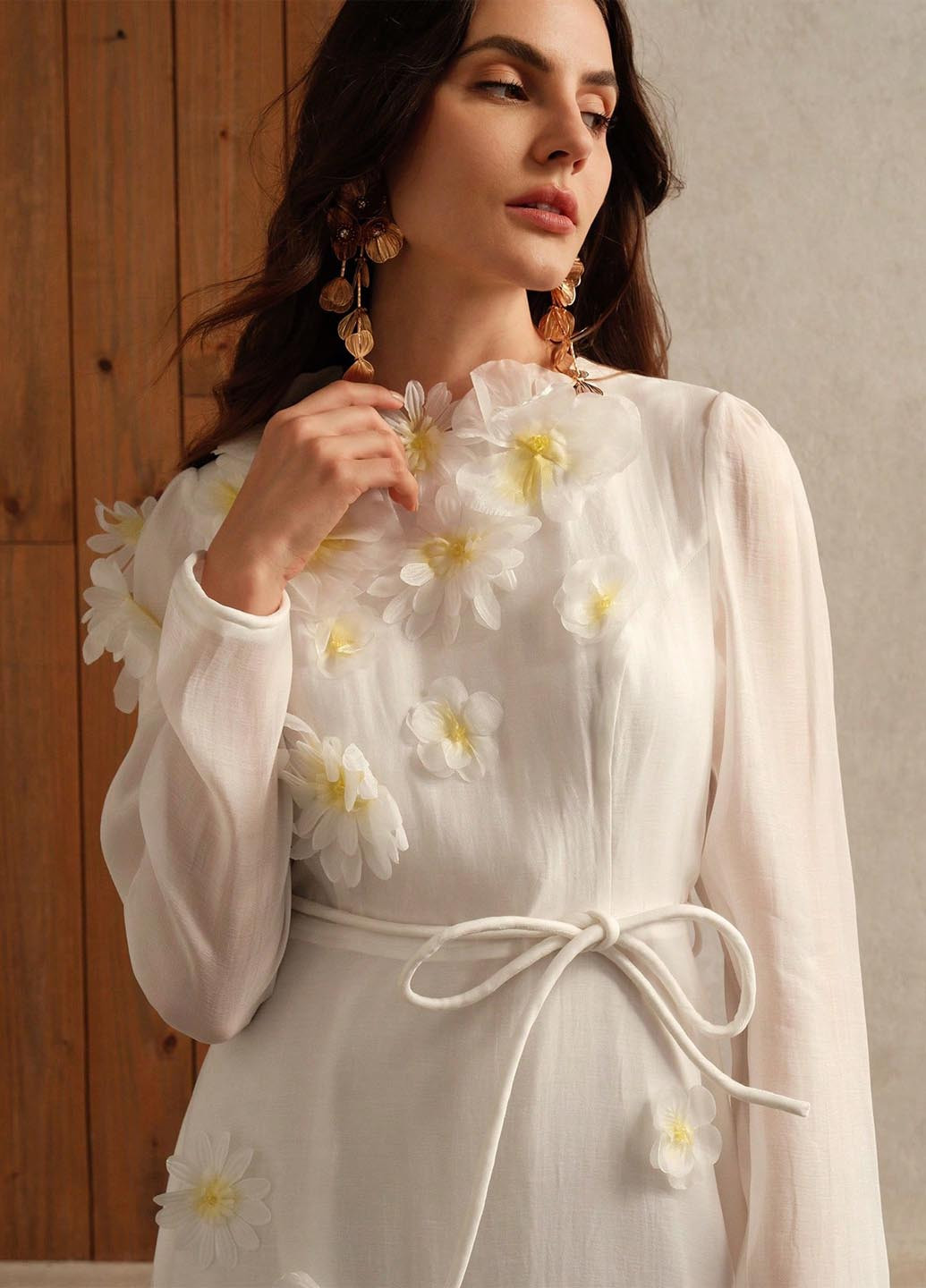 Білий вечірня сукня з спідницею-сонце SHEIN однотонна