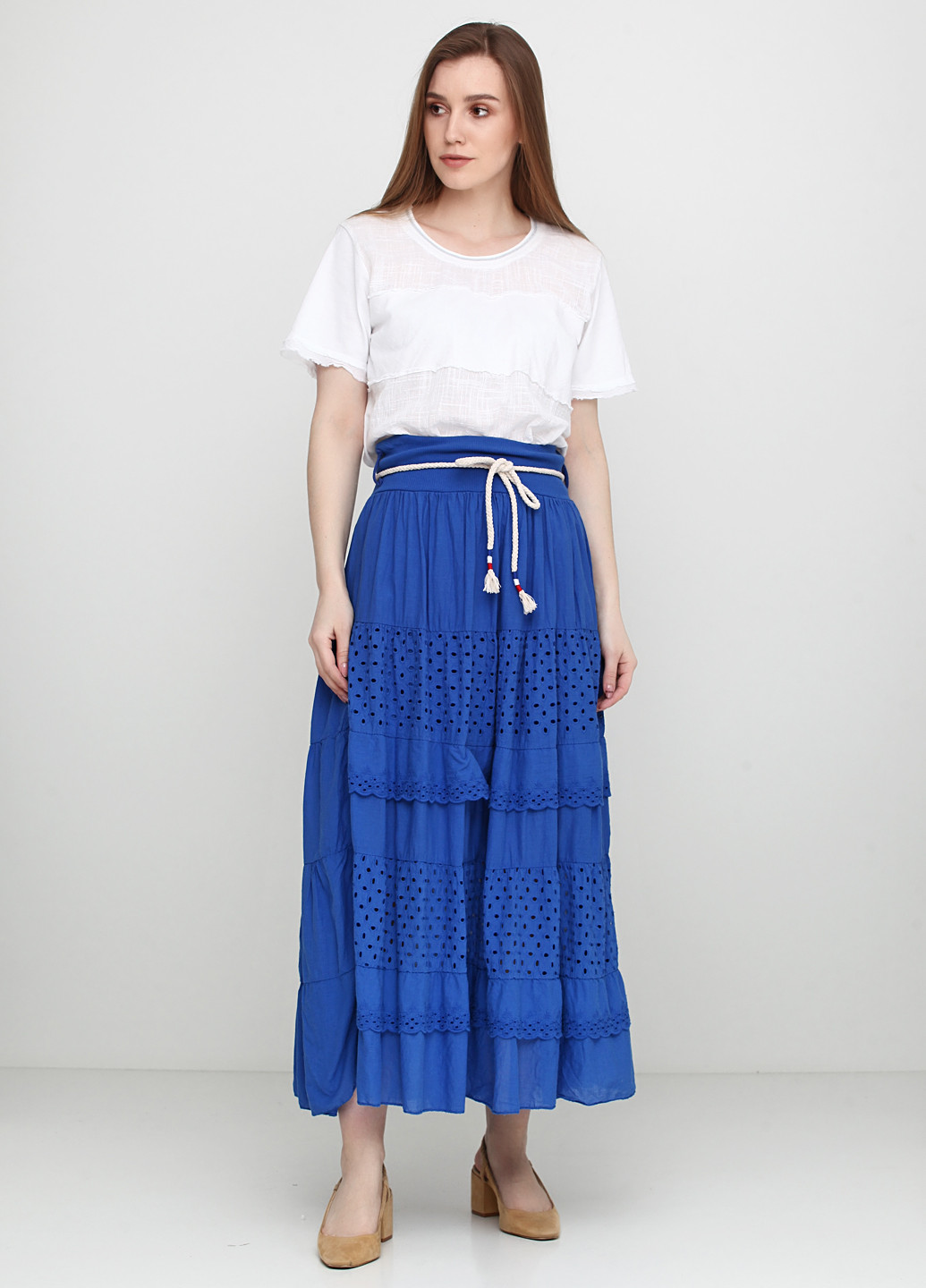Светло-синяя кэжуал фактурная юбка Fashion Moda макси