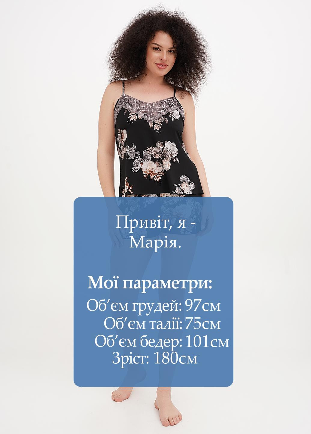 Чорна всесезон піжама (топ, шорти) топ + шорти Sambario