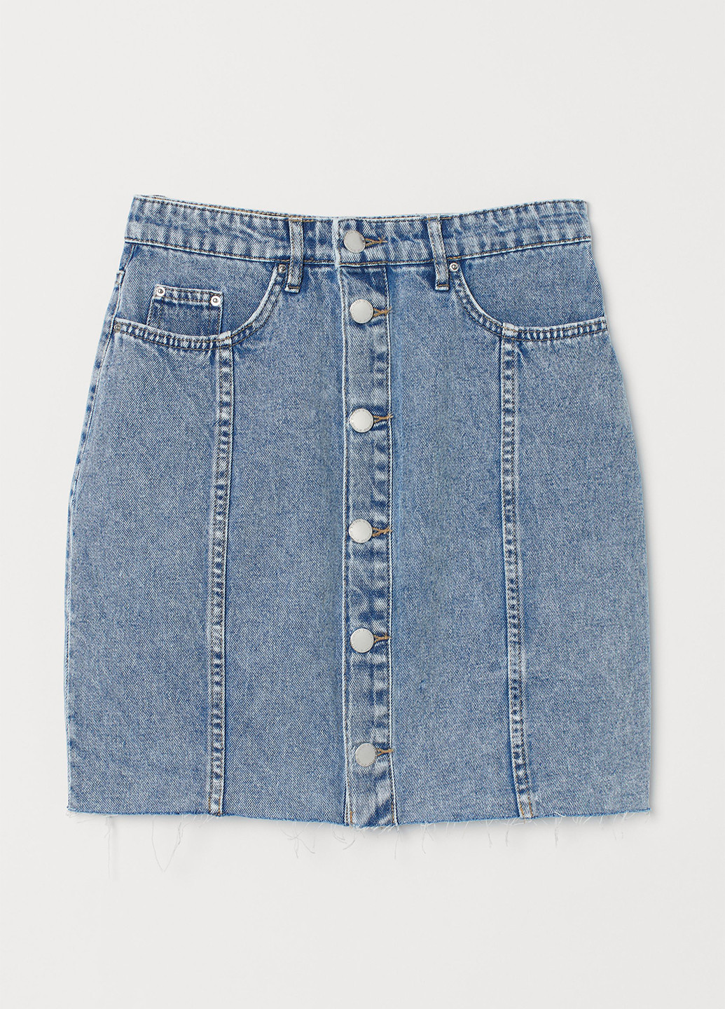 Синяя джинсовая, кэжуал однотонная юбка H&M карандаш