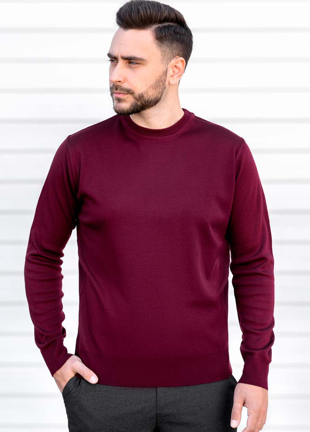 Бордовий світшот Sun's House однотонний без декору (324560236)