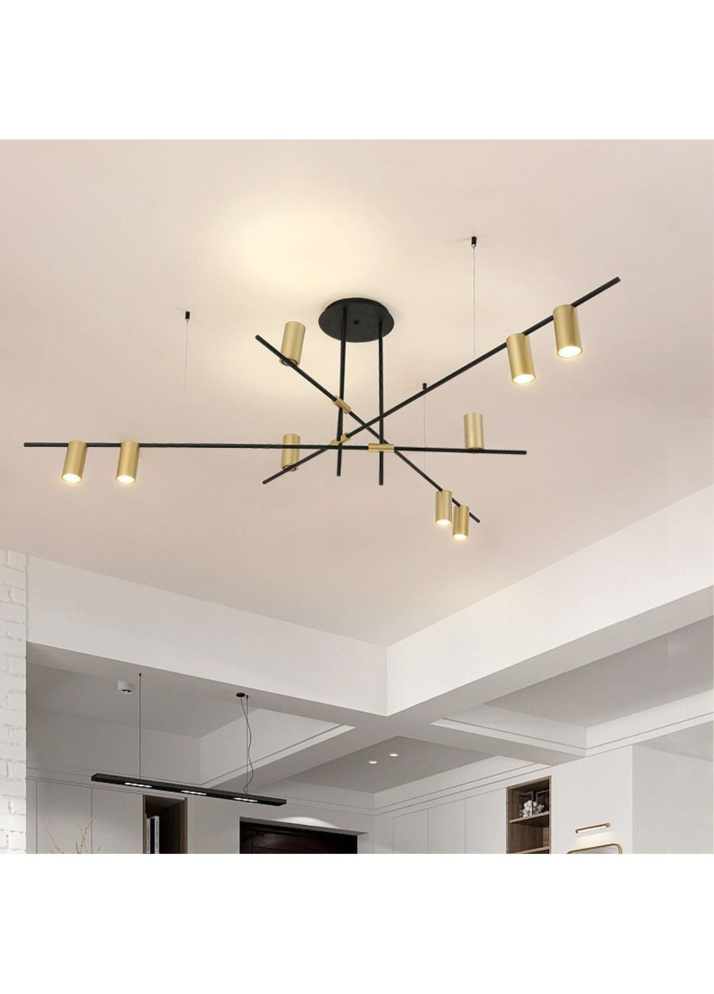 Люстра стельова на 9 лампочок MD8021/9-gd-k Чорний 35х123х123 см. Sunnysky (253629332)