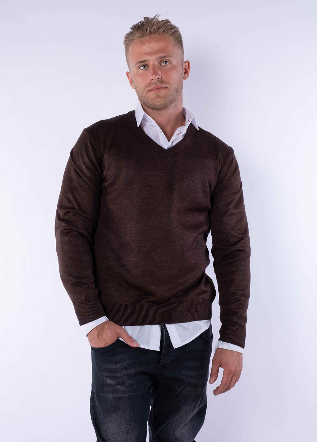 Темно-коричневый демисезонный пуловер пуловер Time of Style