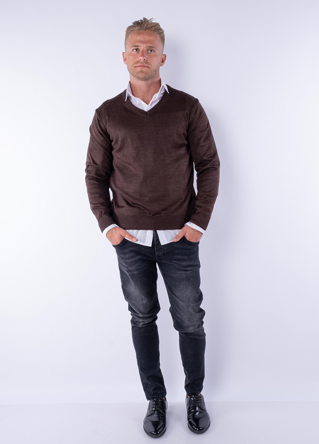 Темно-коричневый демисезонный пуловер пуловер Time of Style
