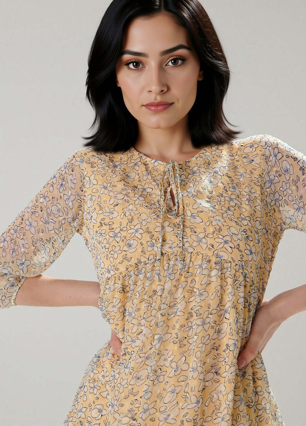 Блакитна кежуал сукня Sinsay з квітковим принтом