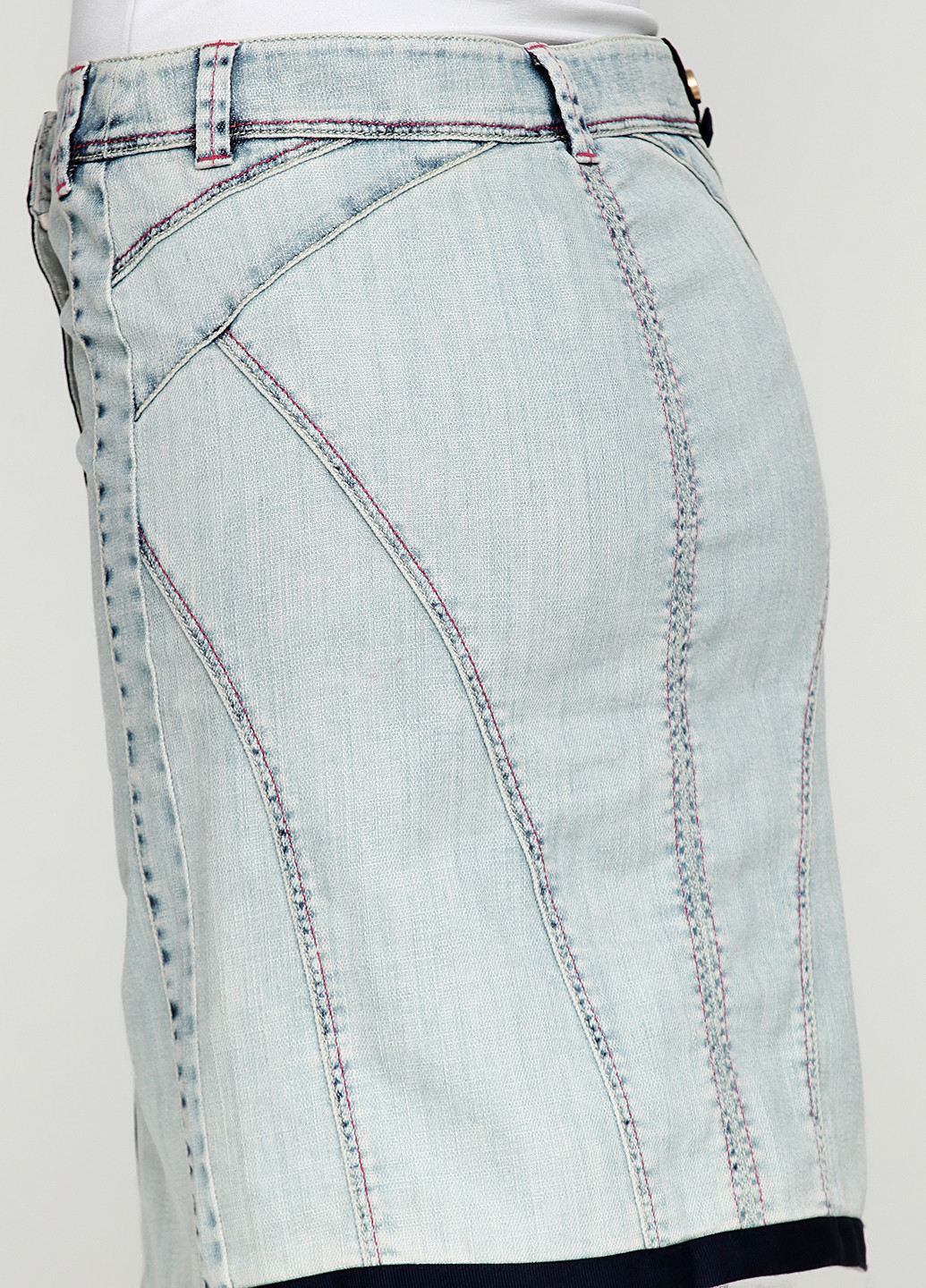 Светло-голубая джинсовая однотонная юбка Sassofono со средней талией