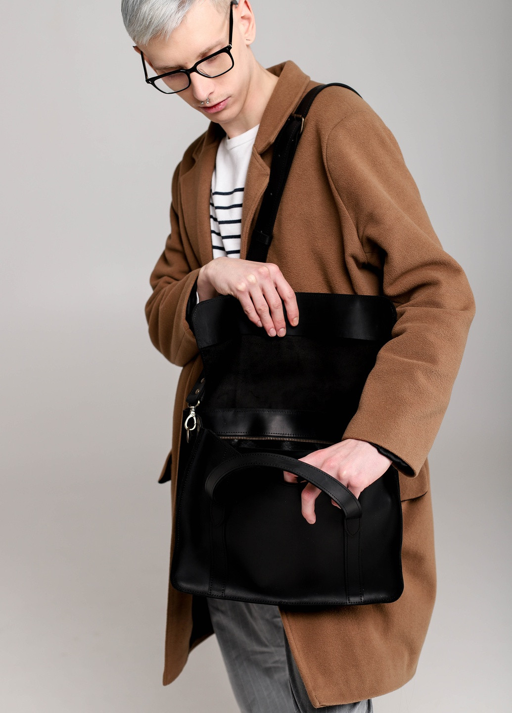 Мінімалістична ділова чоловіча сумка ручної роботи з натуральної вінтажної шкіри коричневого кольору Boorbon (253449132)