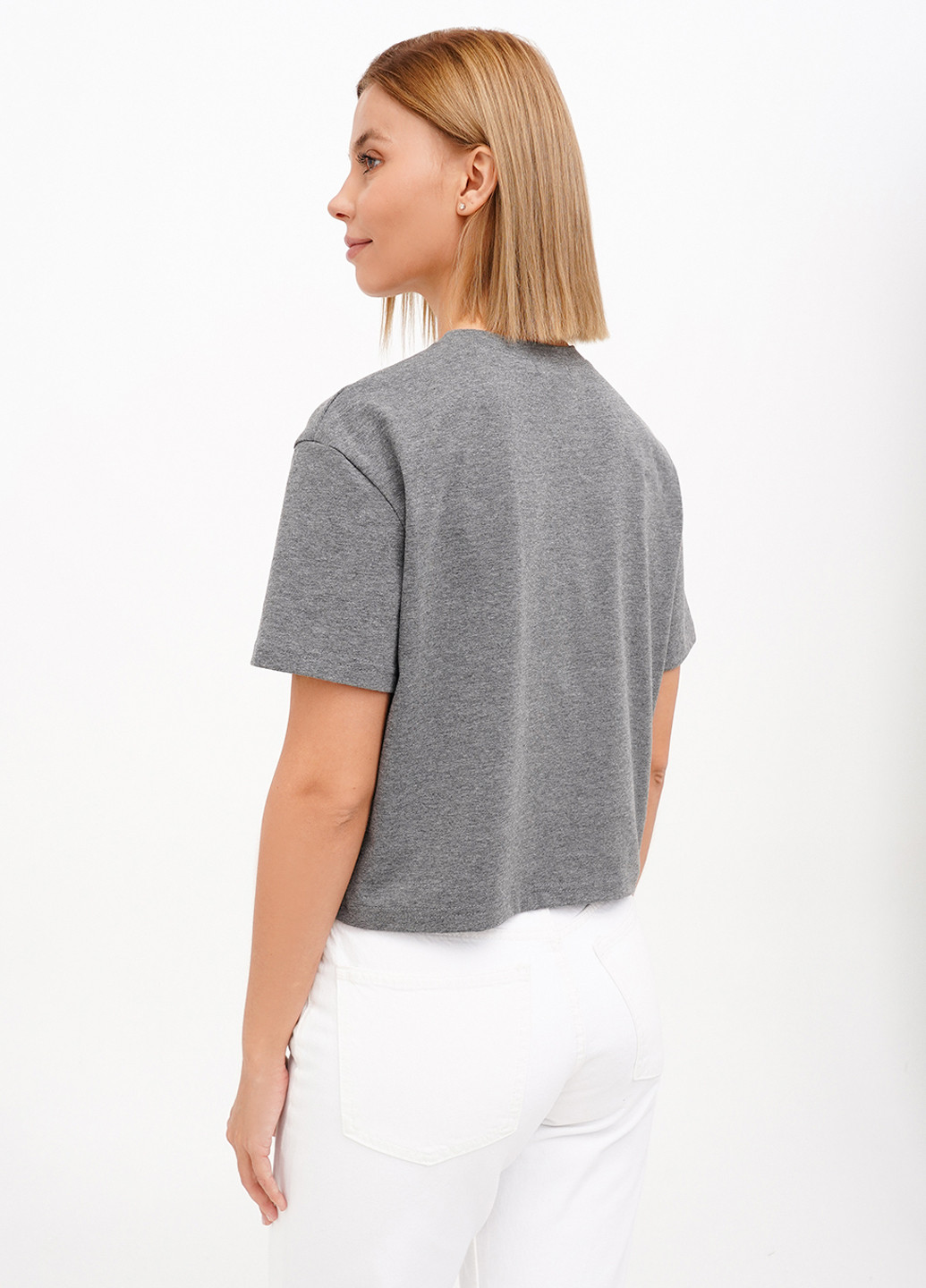 Сіра літня укорочена жіноча футболка KASTA design