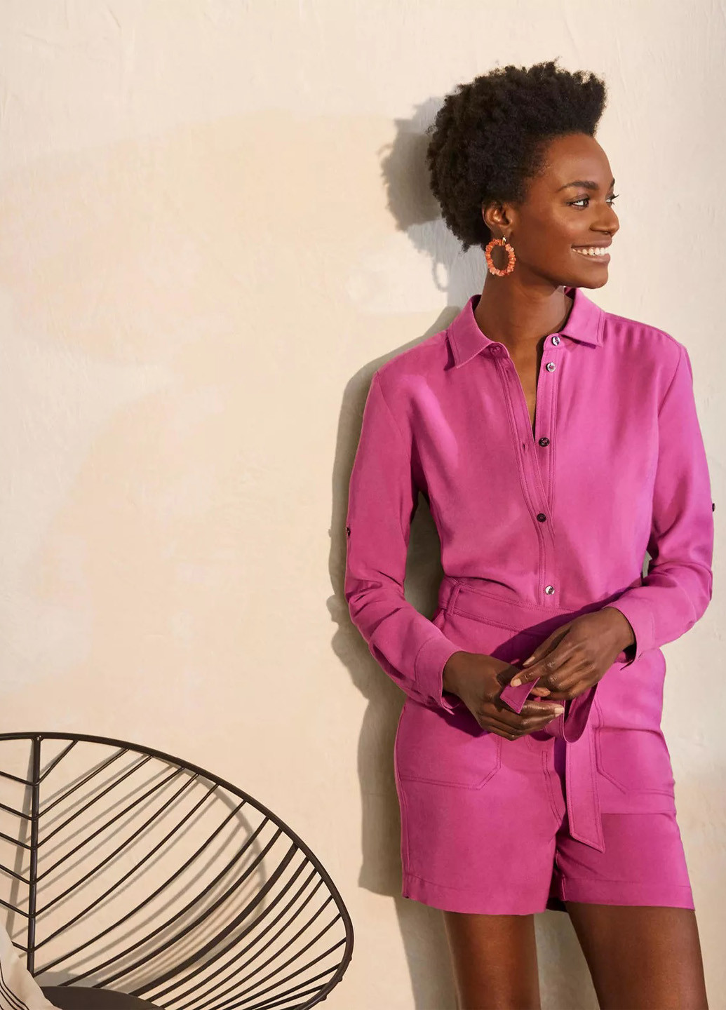 Комбінезон Boden комбінезон-шорти однотонний рожевий кежуал віскоза