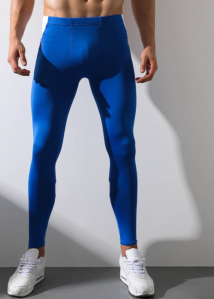Синие демисезонные узкие спортивные штаны SuperBody
