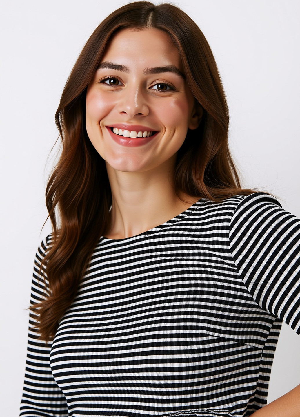 Черно-белое кэжуал платье клеш Mohito в полоску