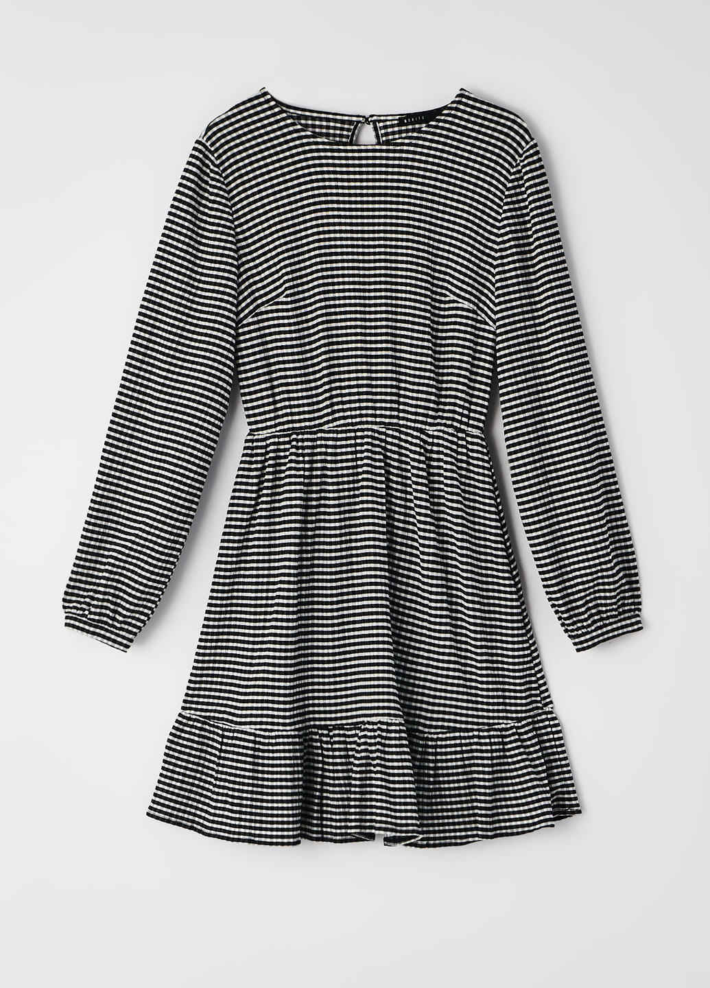 Черно-белое кэжуал платье клеш Mohito в полоску