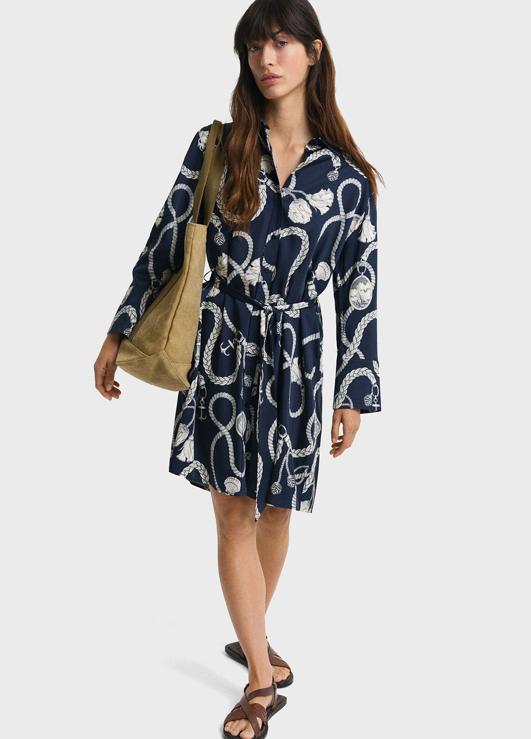 Синее кэжуал платье рубашка Gant с рисунком