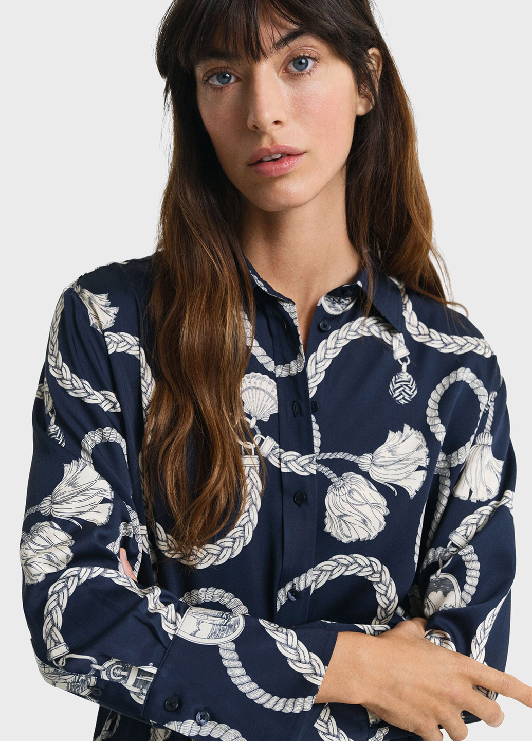 Синее кэжуал платье рубашка Gant с рисунком