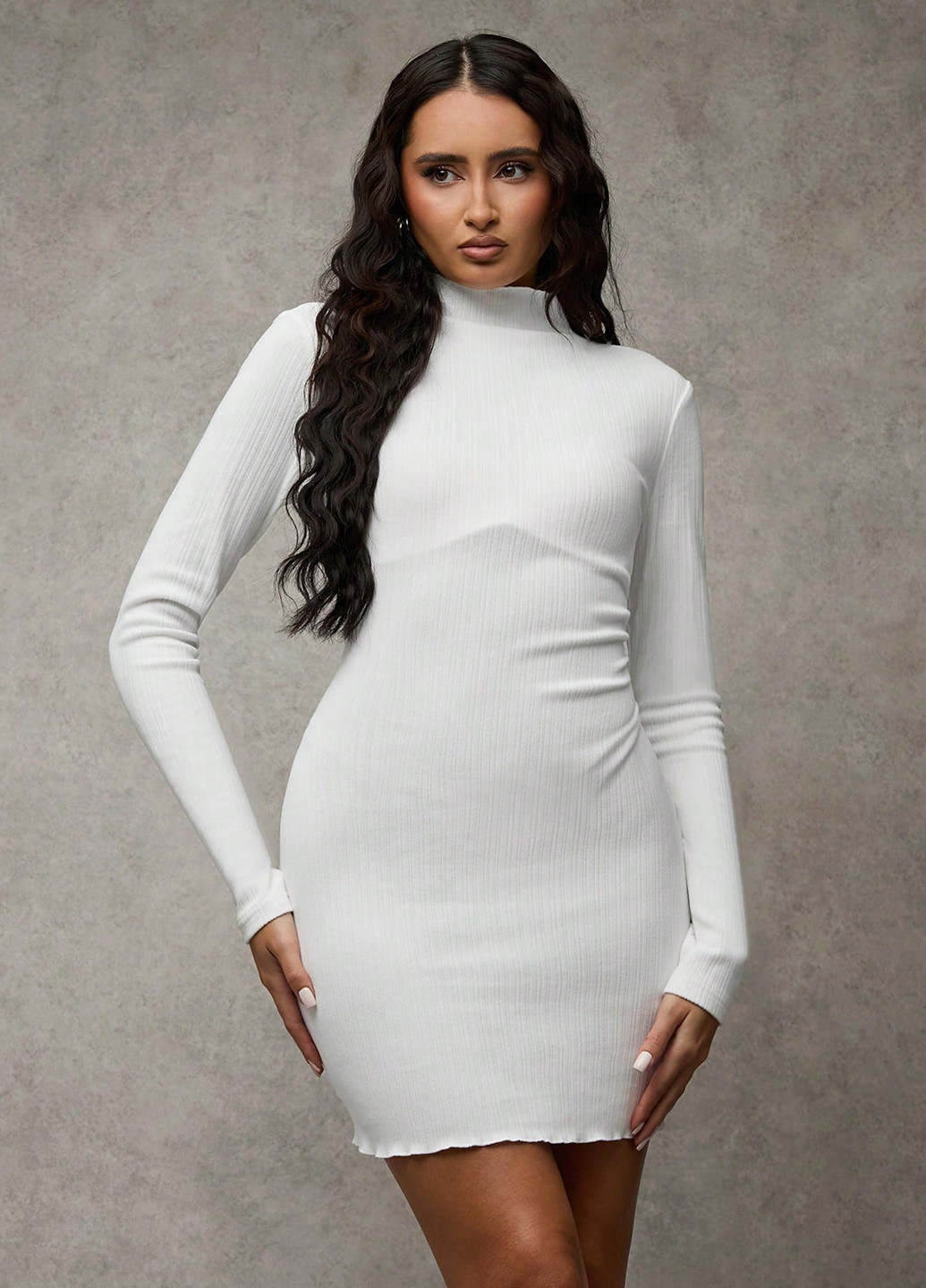 Білий кежуал сукня сукня-водолазка SHEIN однотонна