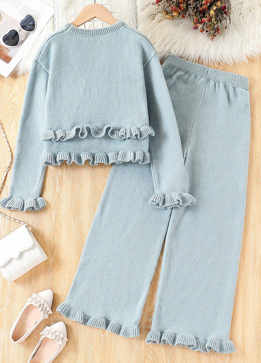 Сіро-голубий демісезонний костюм (джемпер, брюки) брючний SHEIN