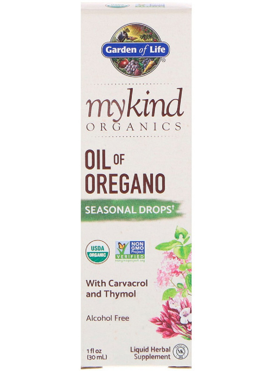 Масло Орегано, Сезонные Капли, MyKind Organics,, 1 жидкая унция (30 мл) Garden of Life (228292328)