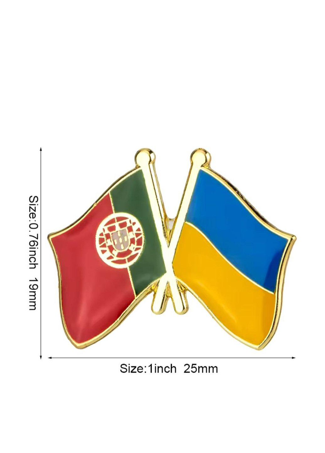 Значок-пін (friendship flag) Україна - Португалія, 25х19 мм No Brand (306443962)