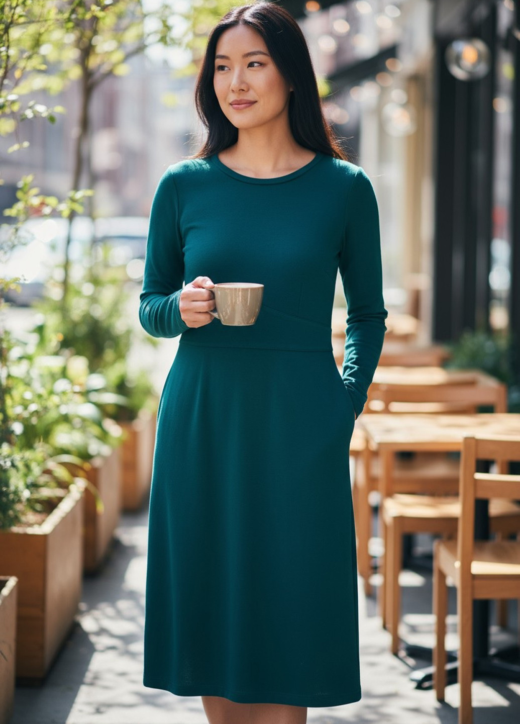 Изумрудное кэжуал платье Boden однотонное