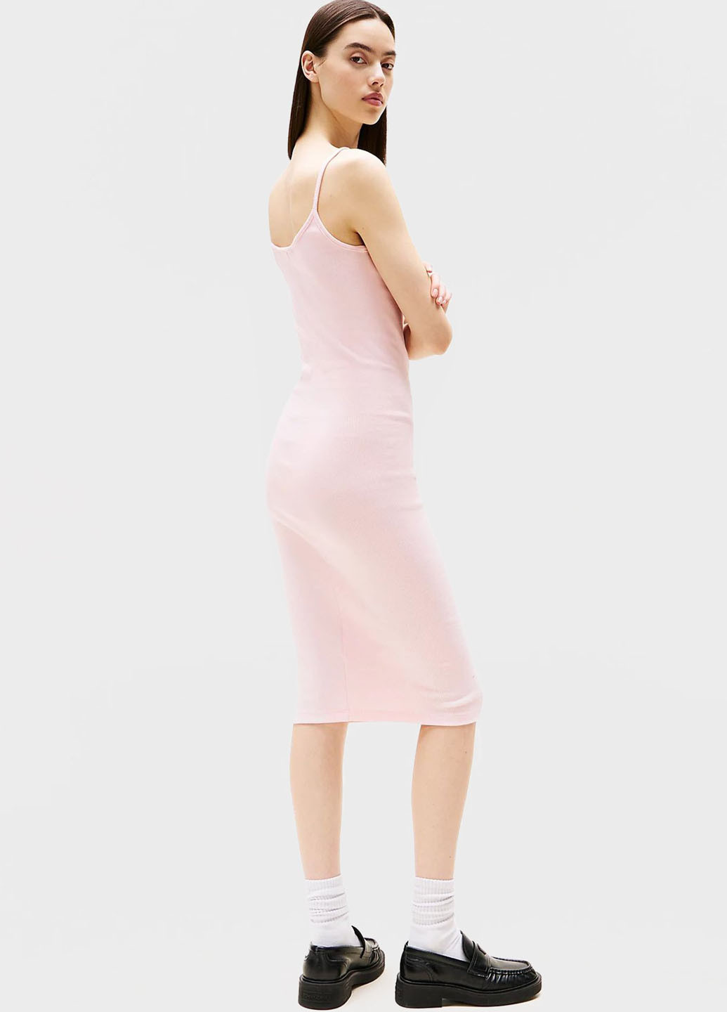 Блідо-рожева кежуал сукня сукня-майка Tommy Jeans однотонна