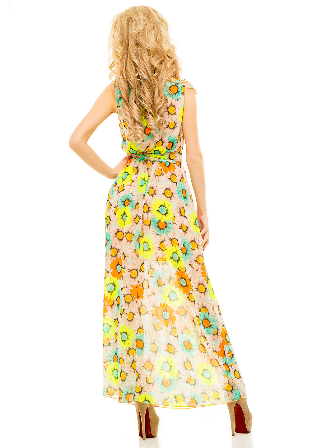 Бежева кежуал сукня Lady Style з квітковим принтом