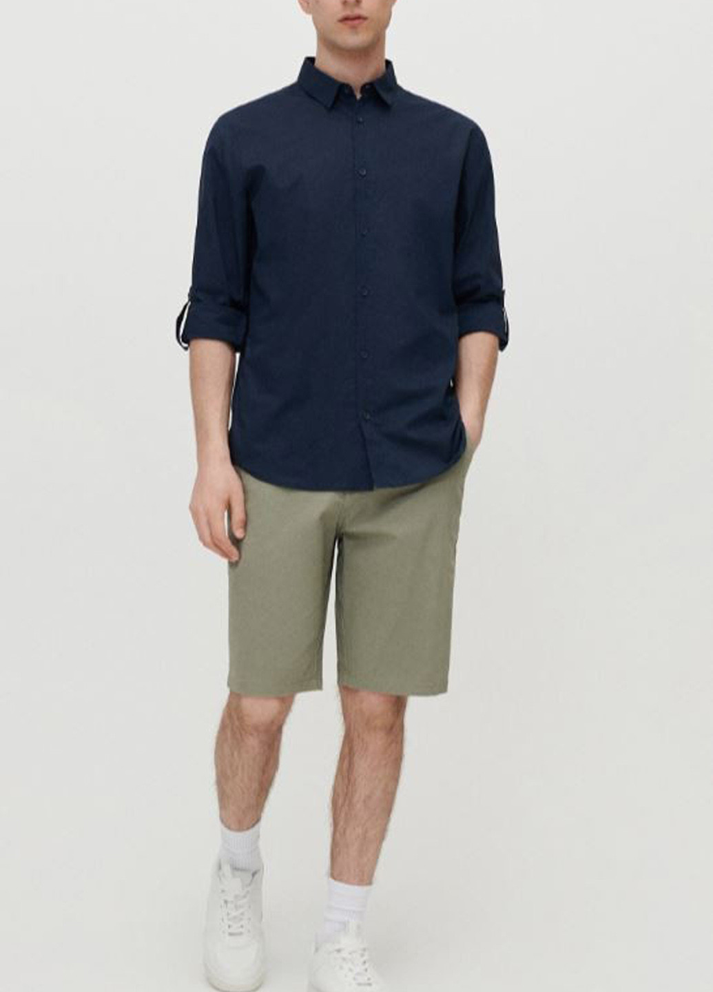 Индиго кэжуал рубашка однотонная House