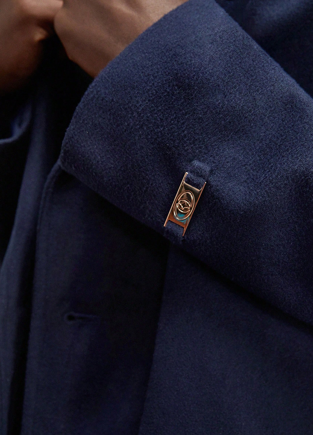 Синее демисезонное Пальто однобортное SHEIN