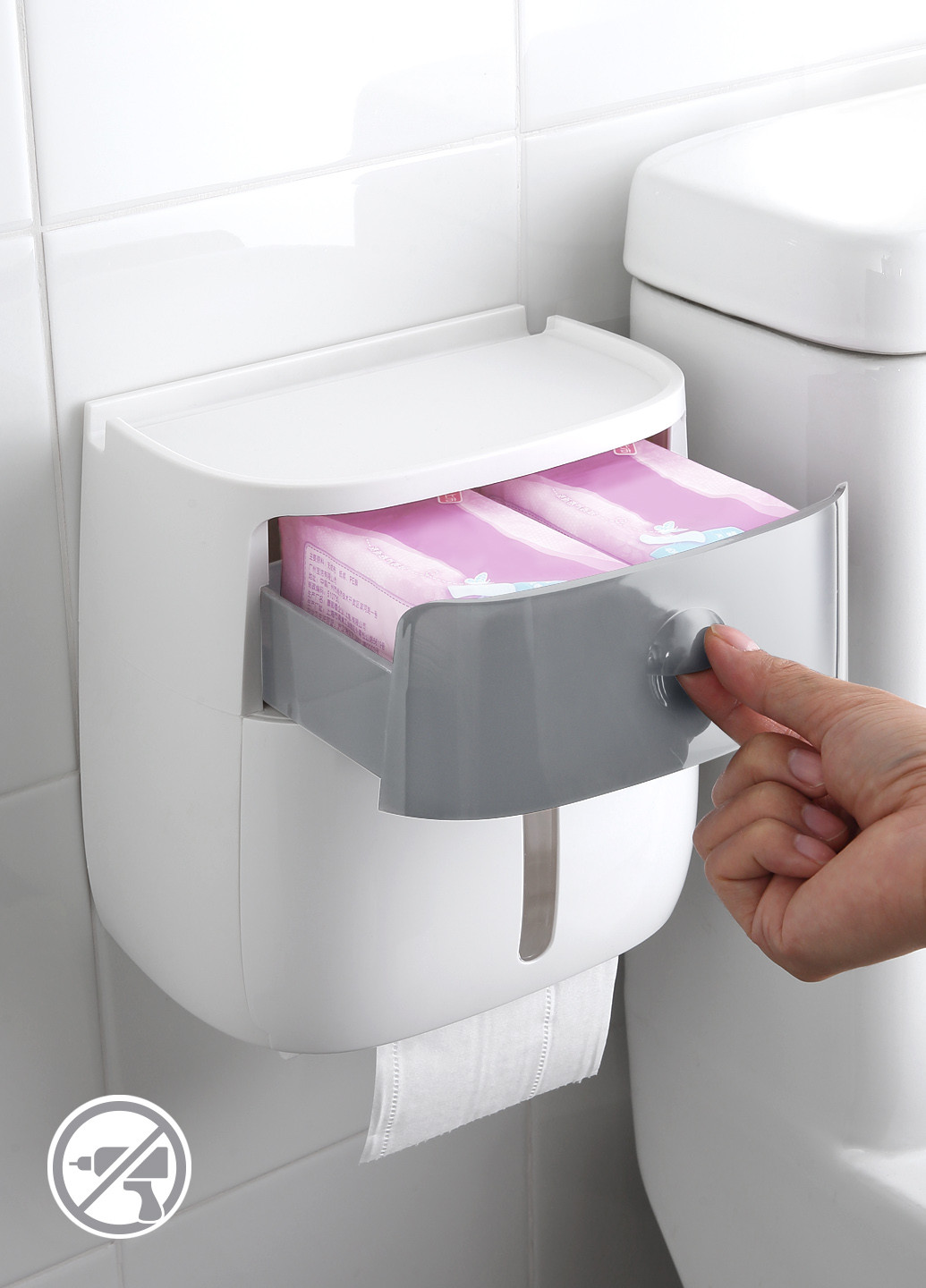 Тримач для туалетного паперу клейкий, 21х20,5х13 см MVM (214203048)