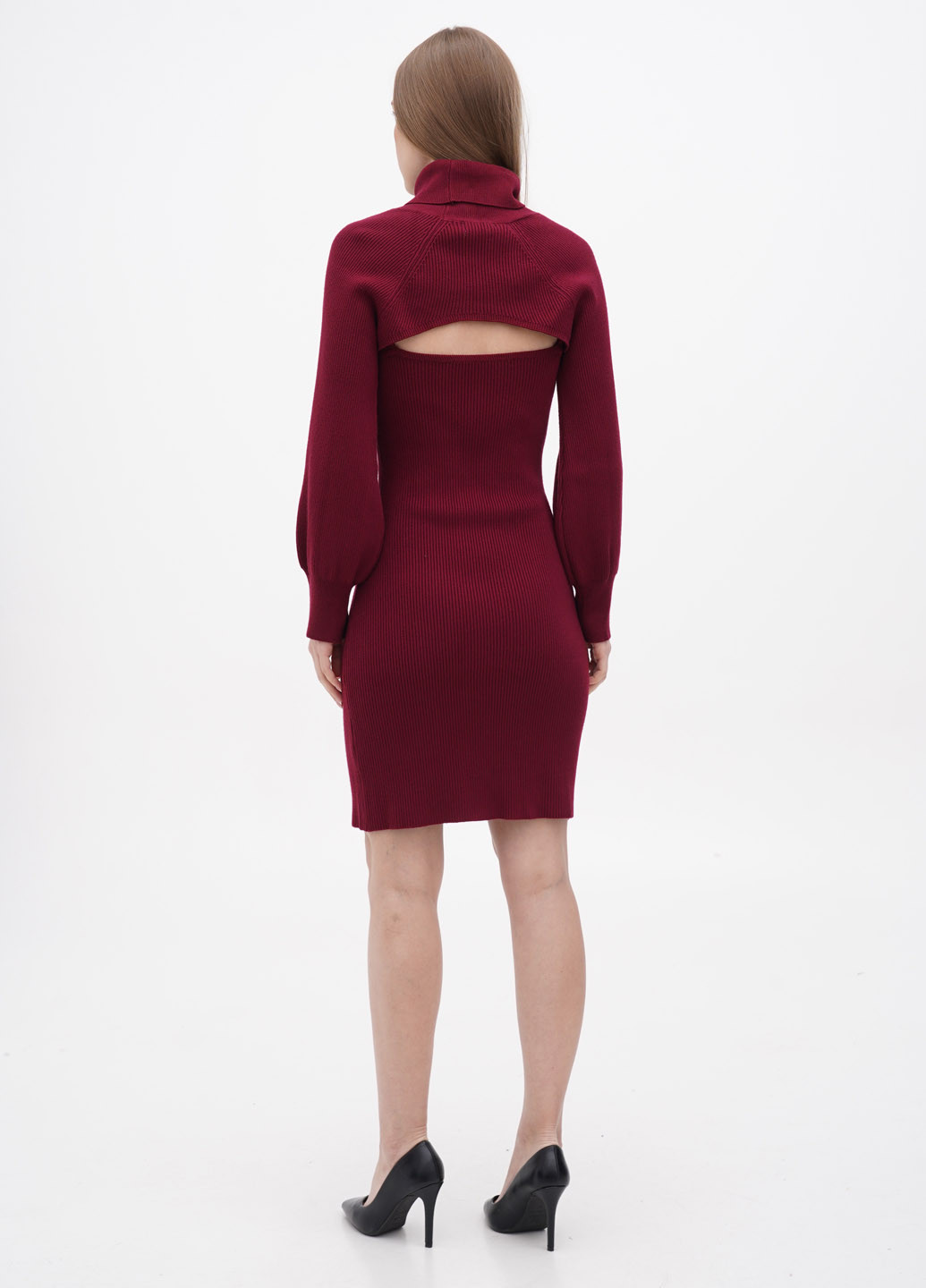 Бордовый демисезонный комплект (свитер, платье) No Brand