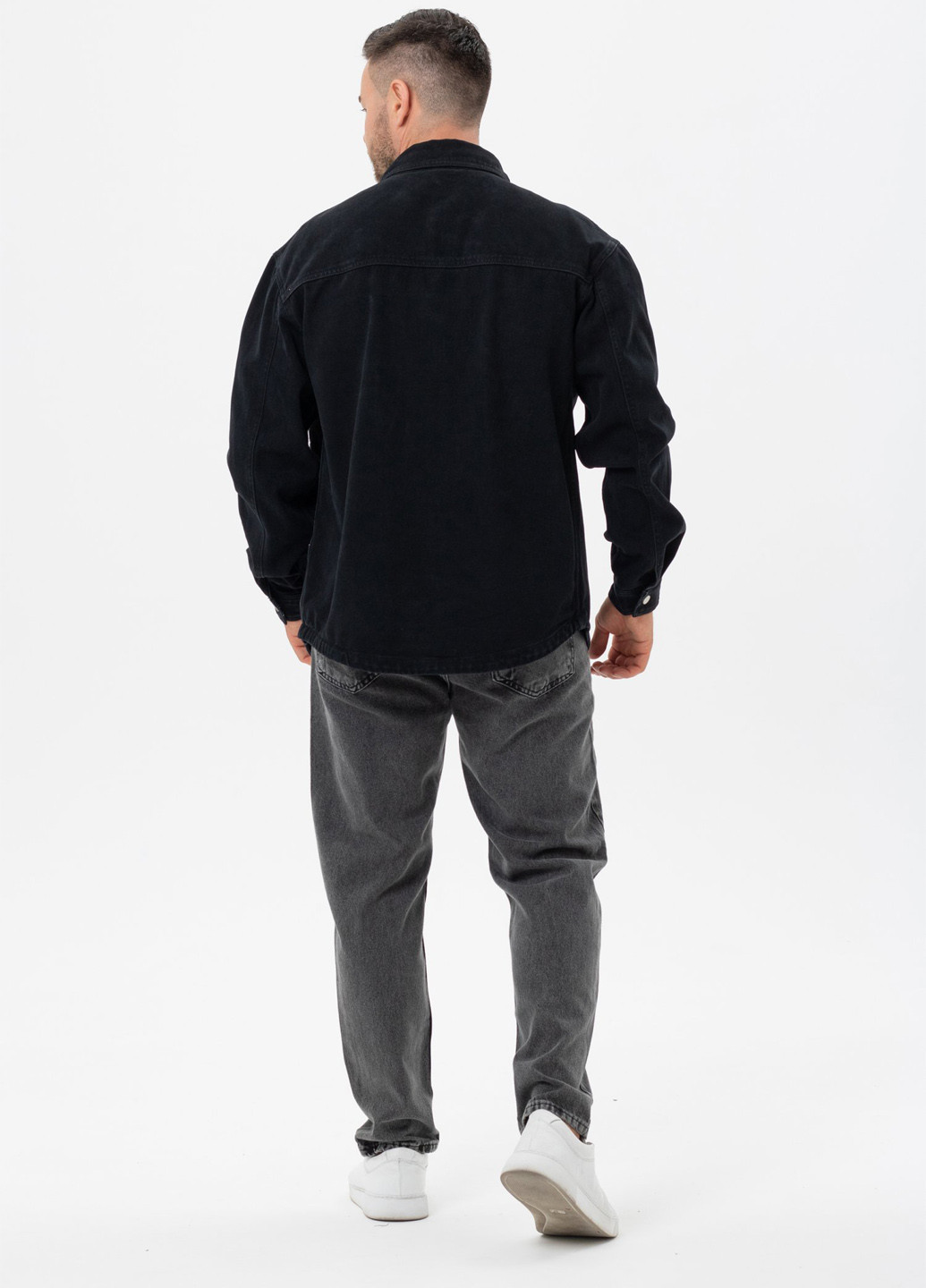 Черно-белая джинсовая рубашка однотонная Trend Collection