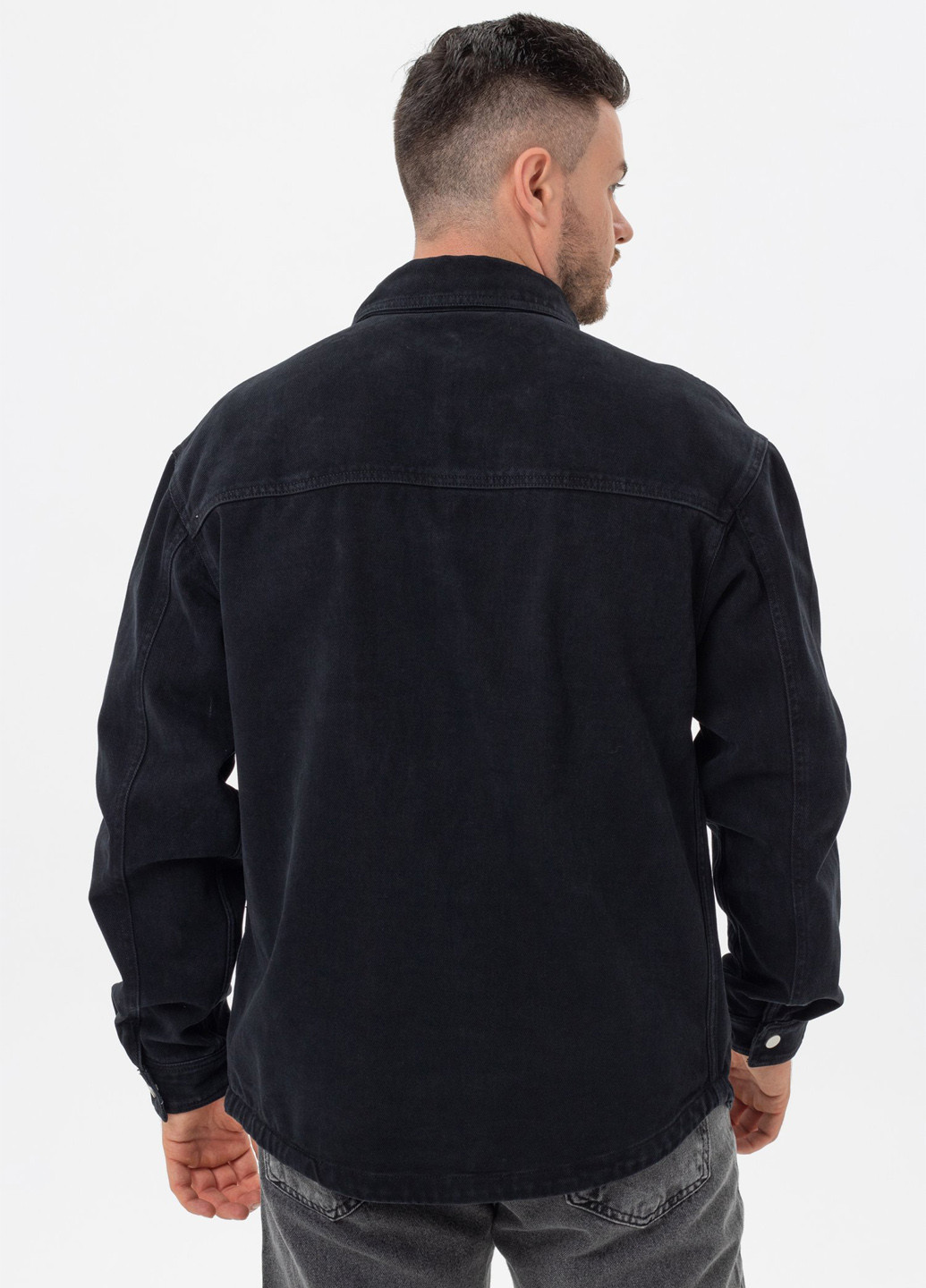 Черно-белая джинсовая рубашка однотонная Trend Collection