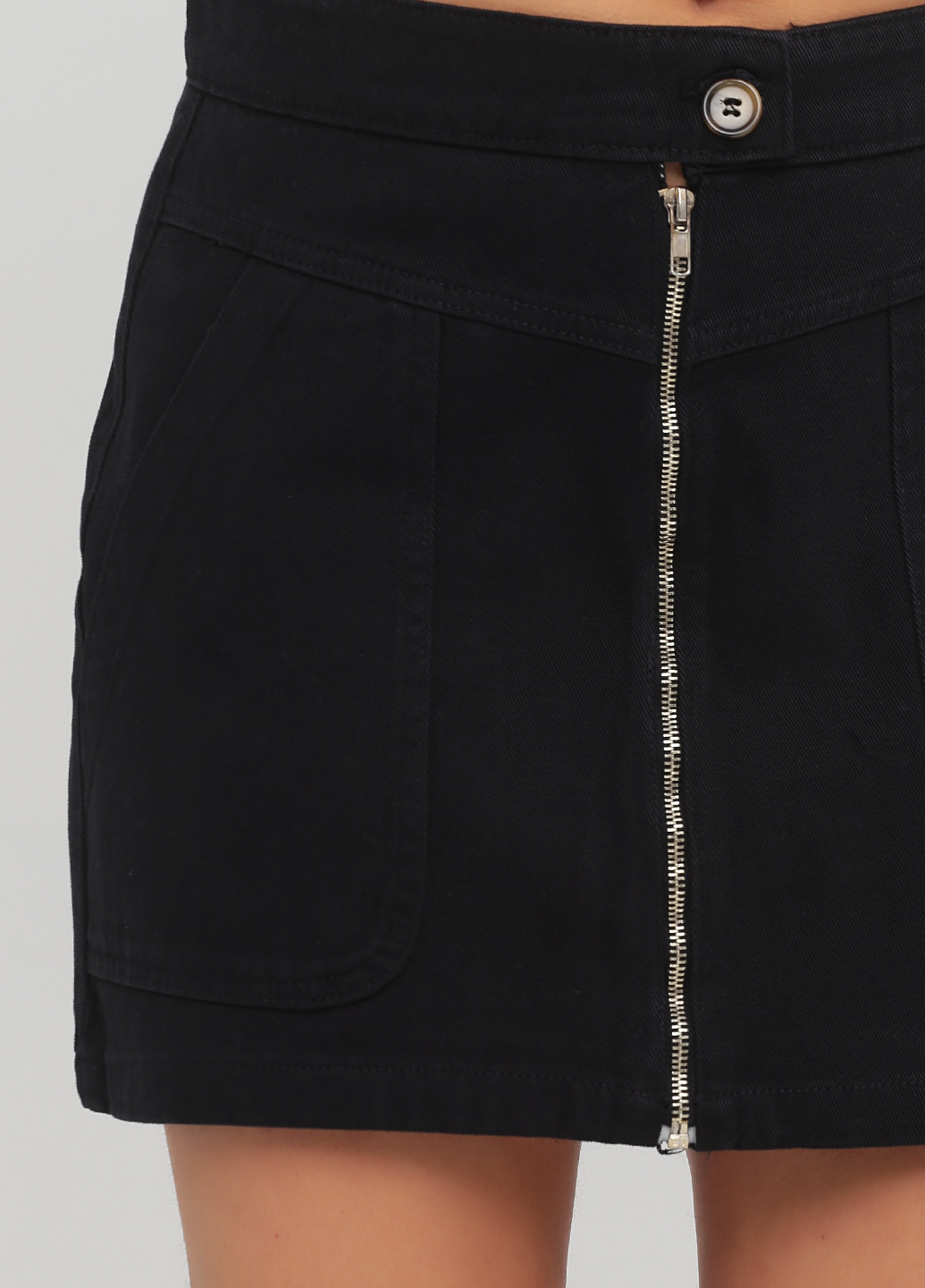 Черная джинсовая однотонная юбка QUZU