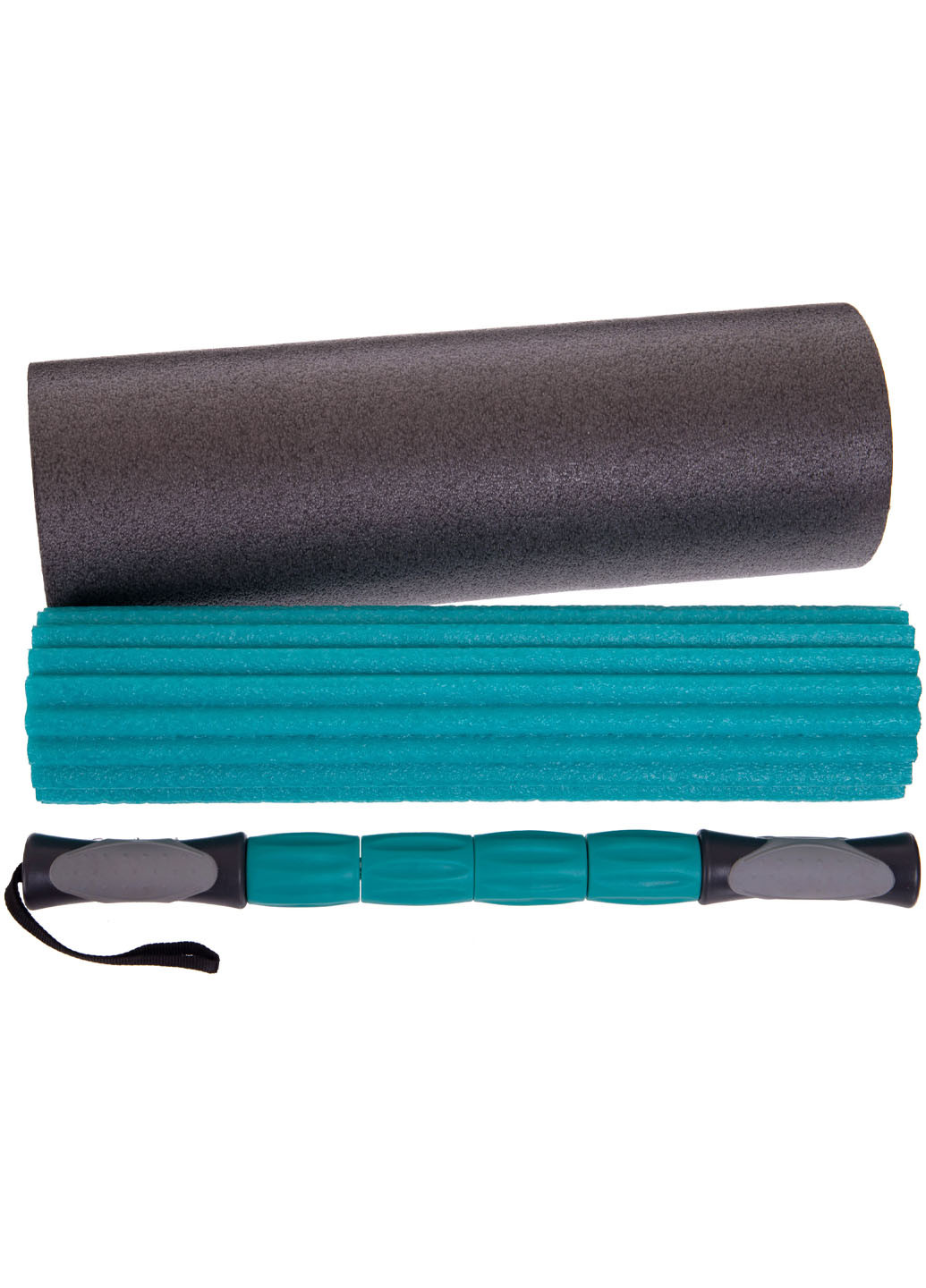 Масажний ролик 3 в 1 Foam Roller (ролик, валик і масажна палиця) для масажу спини і всього тіла EasyFit (237657455)