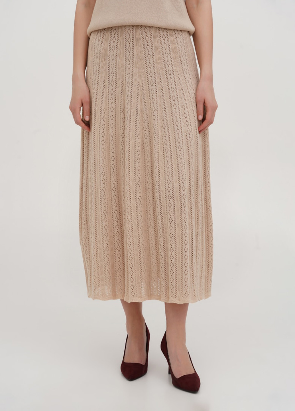 Пудровая кэжуал однотонная юбка ESSME а-силуэта (трапеция)