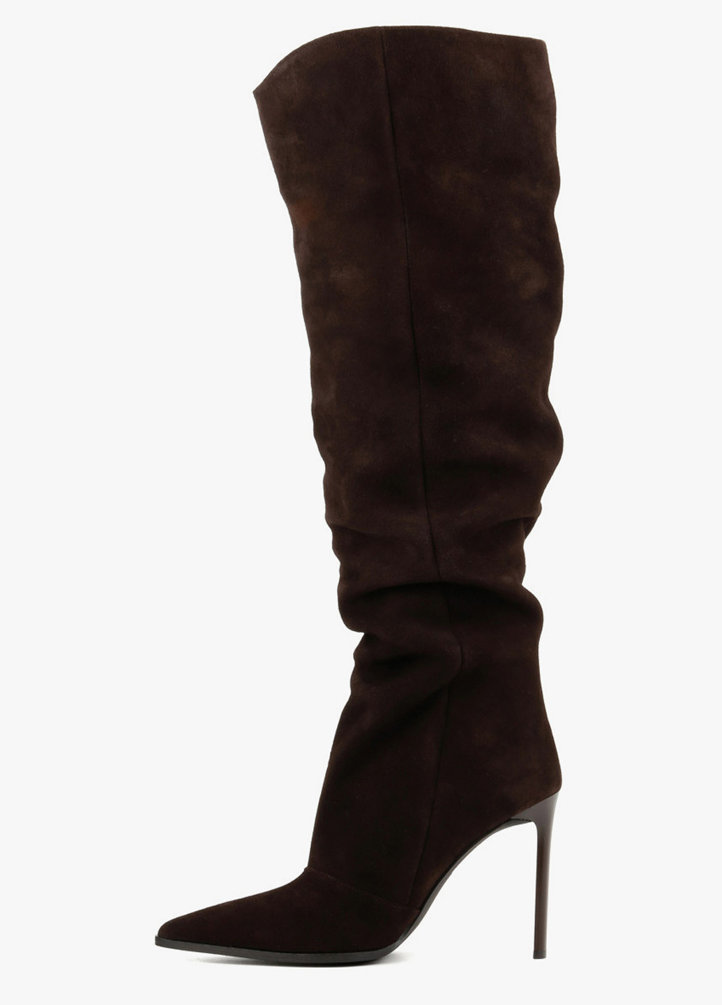 Коричневые осенние ботфорты Le'BERDES с драпировкой