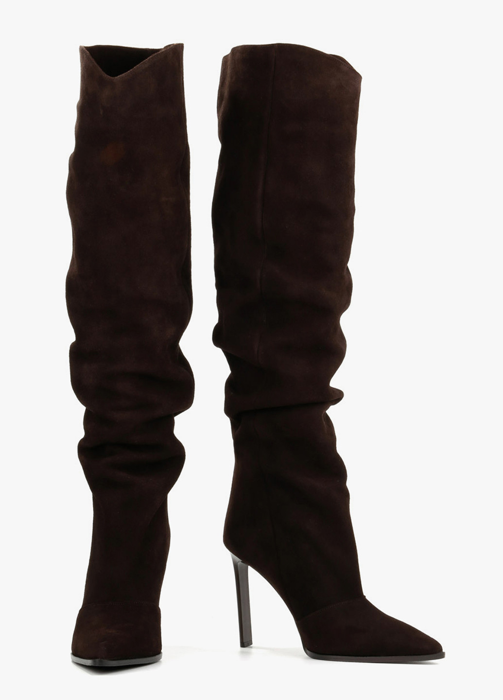 Коричневые осенние ботфорты Le'BERDES с драпировкой