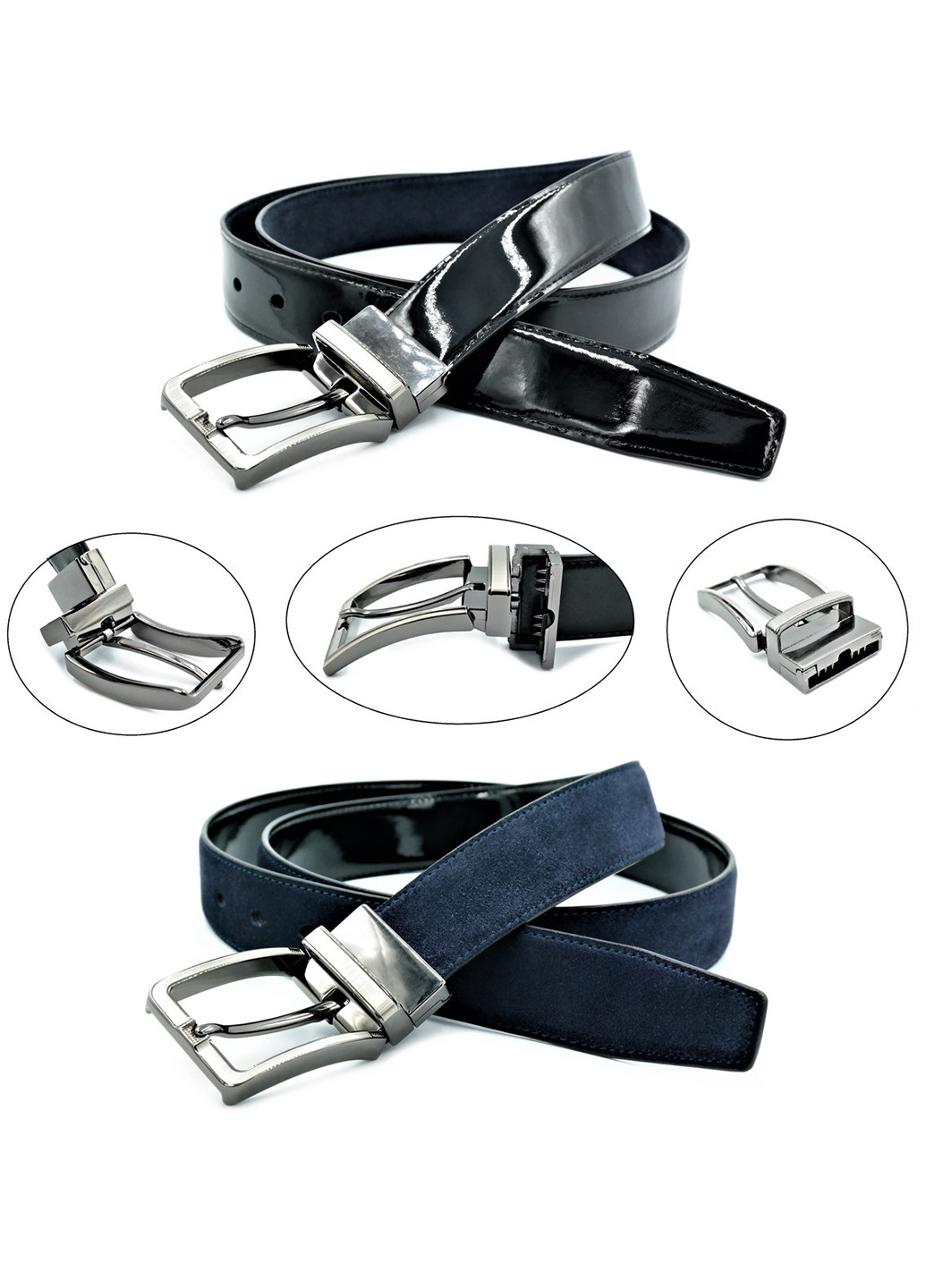 Чоловічий двосторонній шкіряний ремінь 110-125х3,5 см Weatro (252412741)