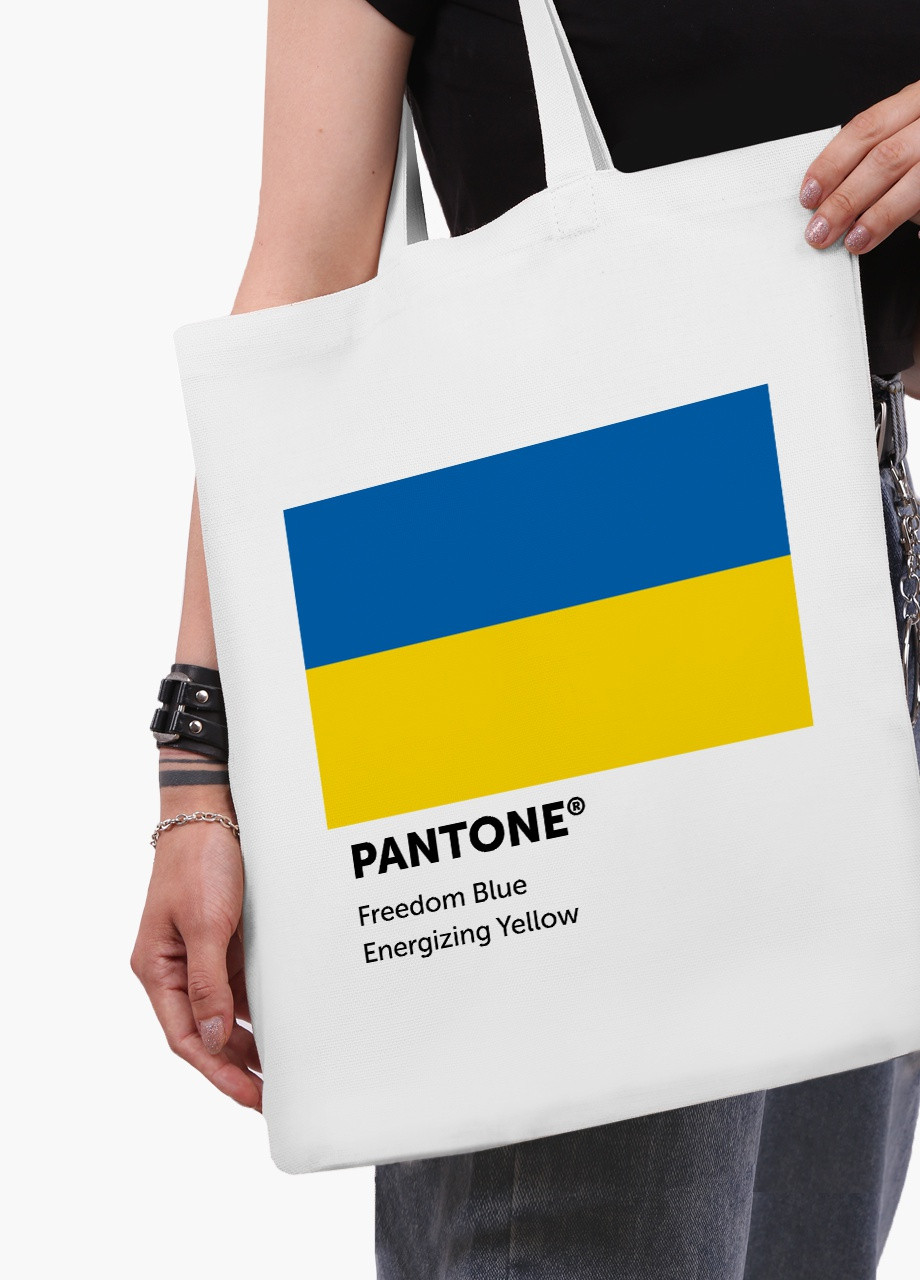 Эко сумка Украина Пантон (9227-3758-4) белая классическая MobiPrint (253110091)