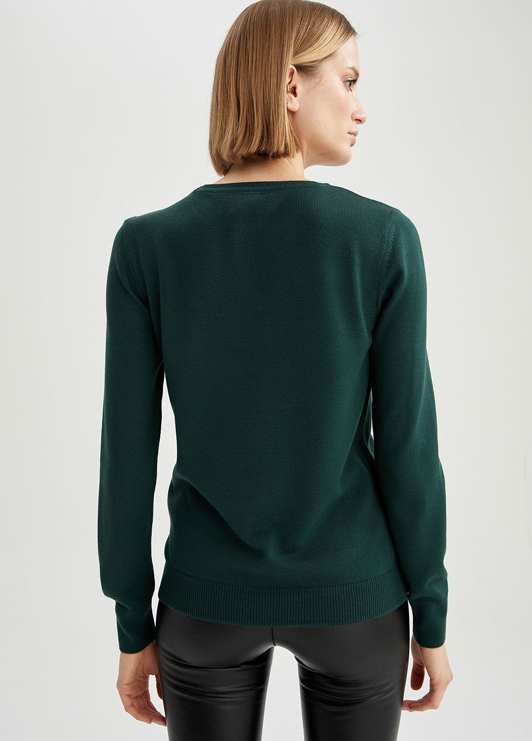 Темно-зеленый демисезонный свитер джемпер DeFacto