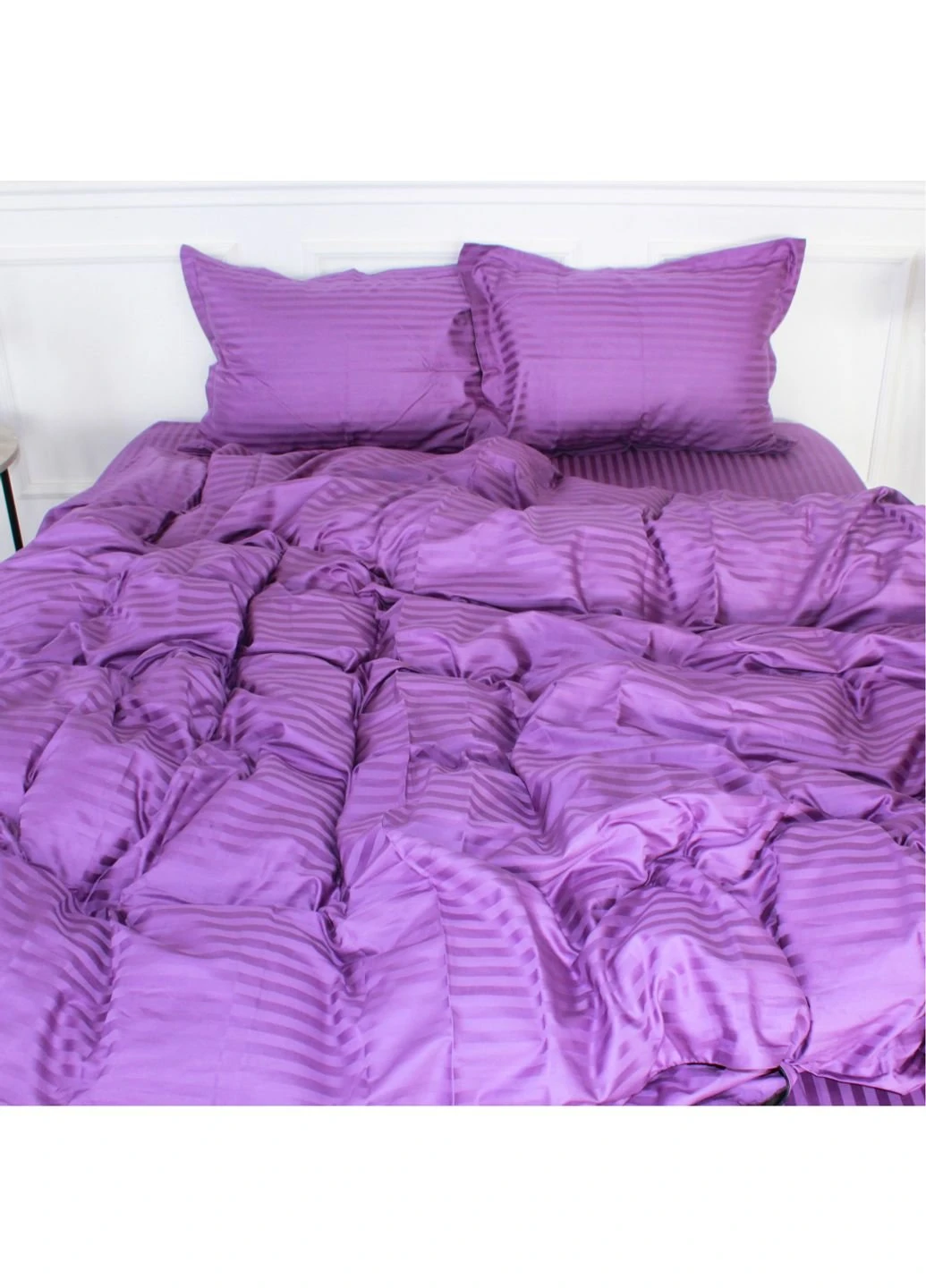 Постільна білизна Satin Stripe 30-0009 Purple 175х210 двоспальний (2200005250716) Mirson (254080908)
