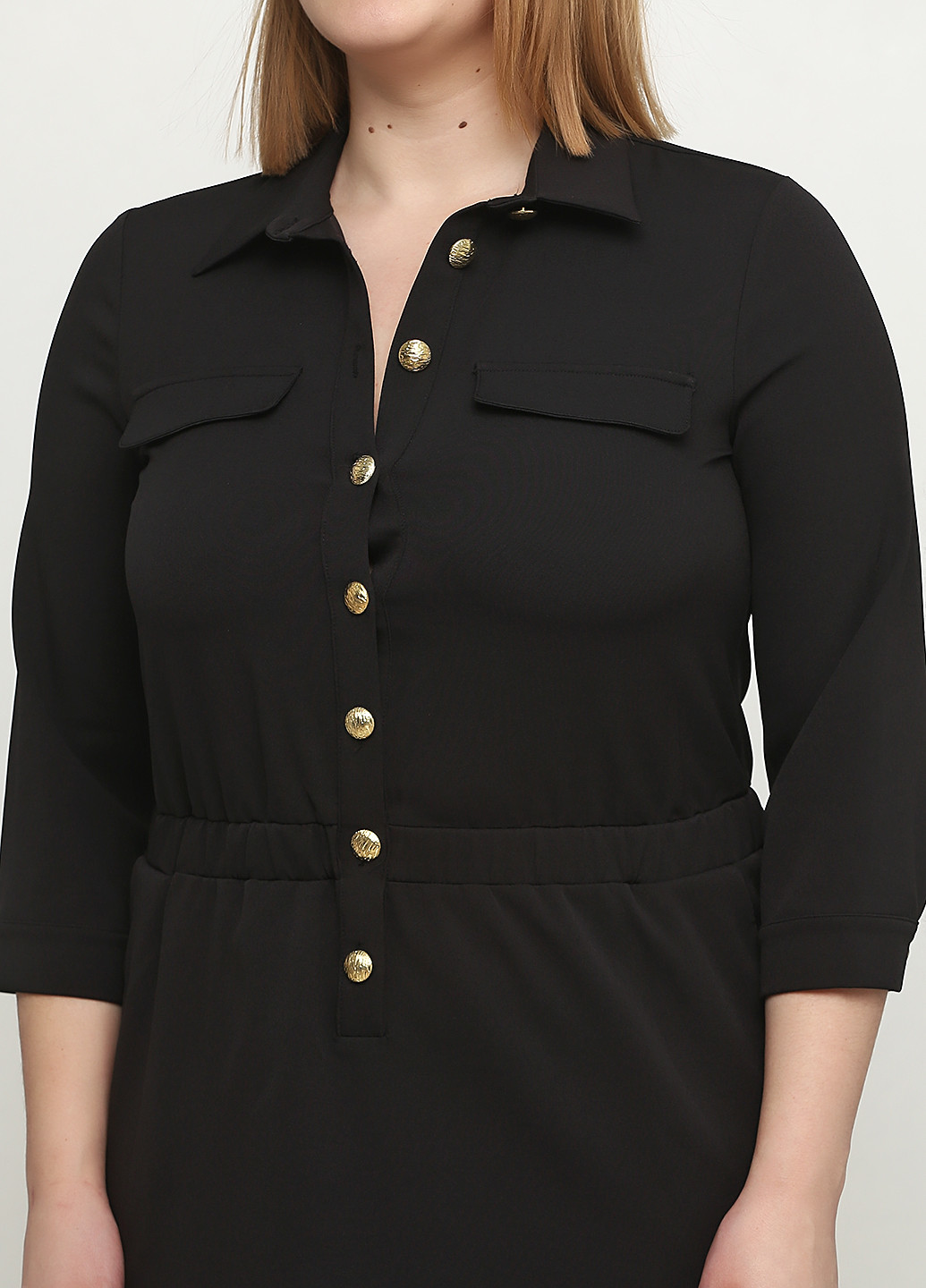 Черное кэжуал платье рубашка Sassofono однотонное