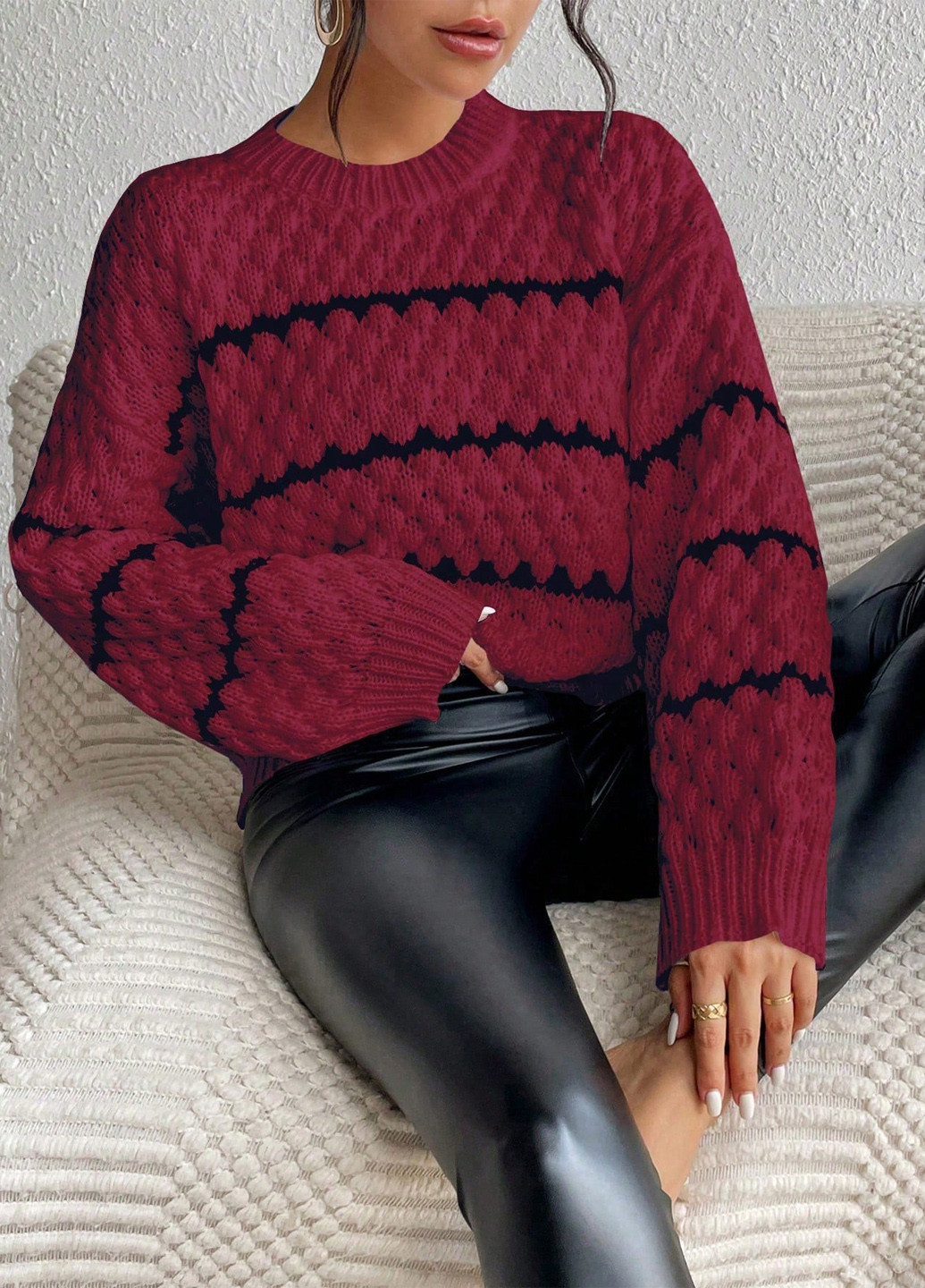 Бордовый демисезонный джемпер джемпер SHEIN