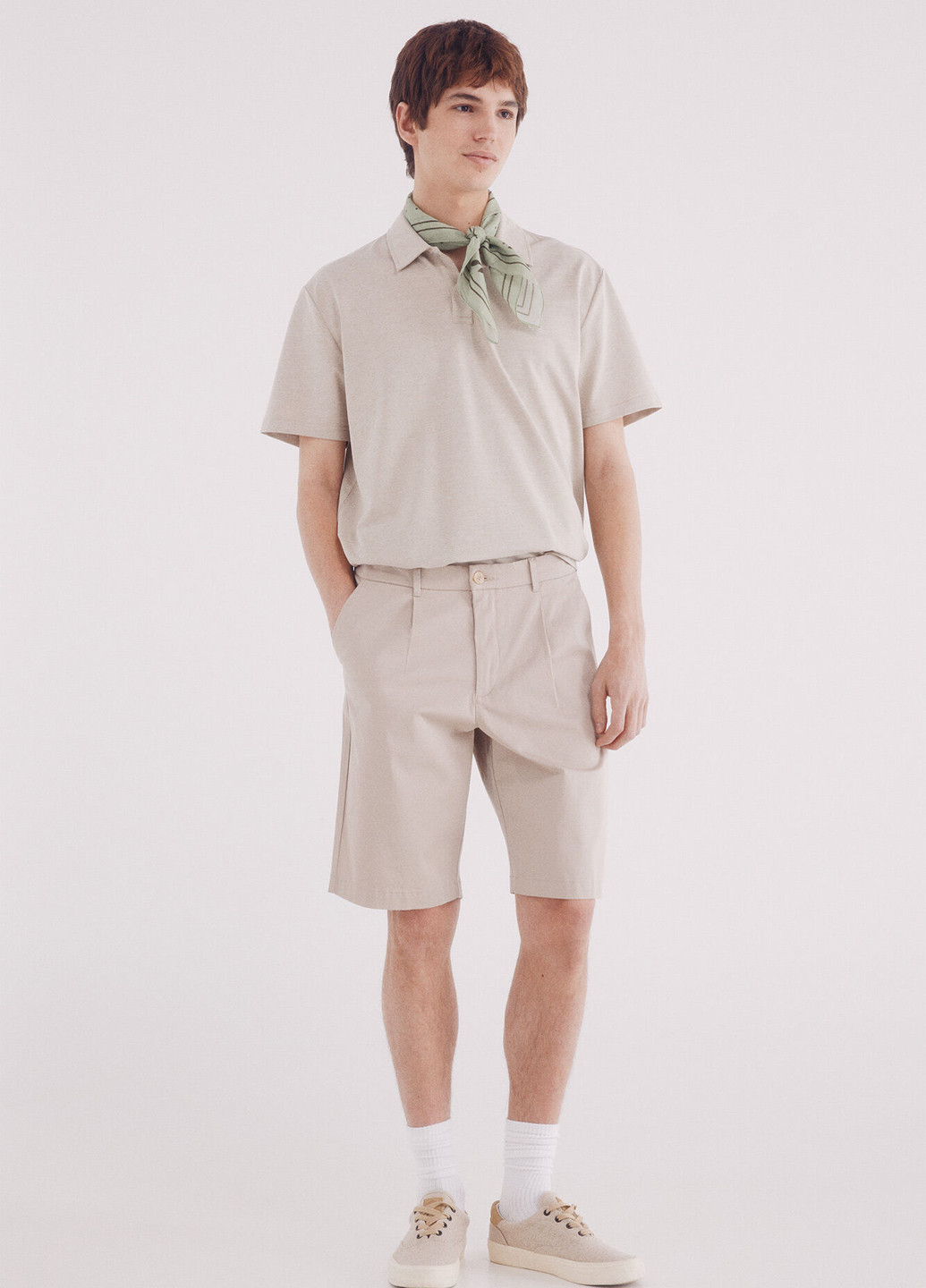 Бежевая футболка-поло для мужчин Springfield меланжевая