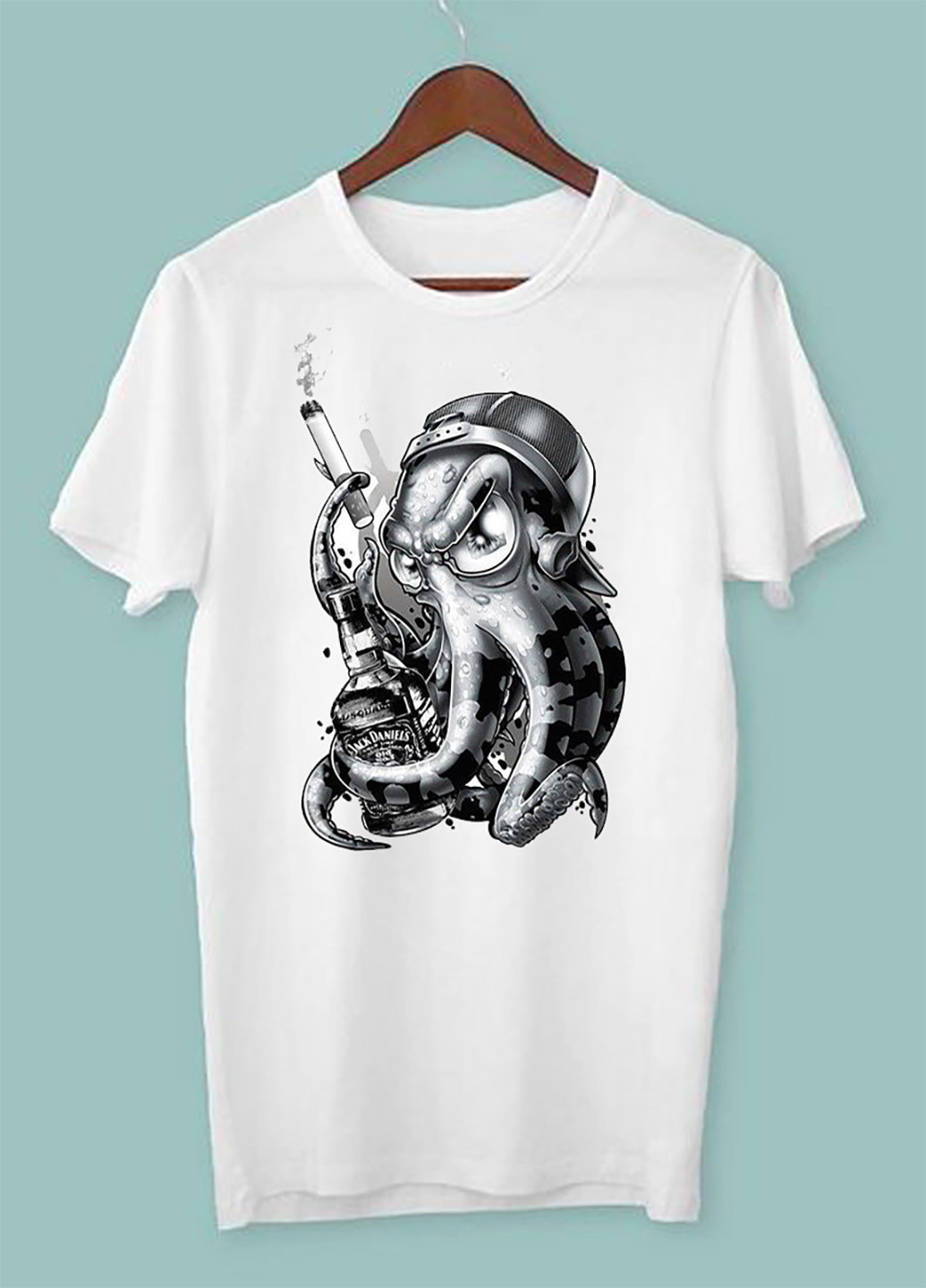 Белая футболка белая мужская octopus Zuzu